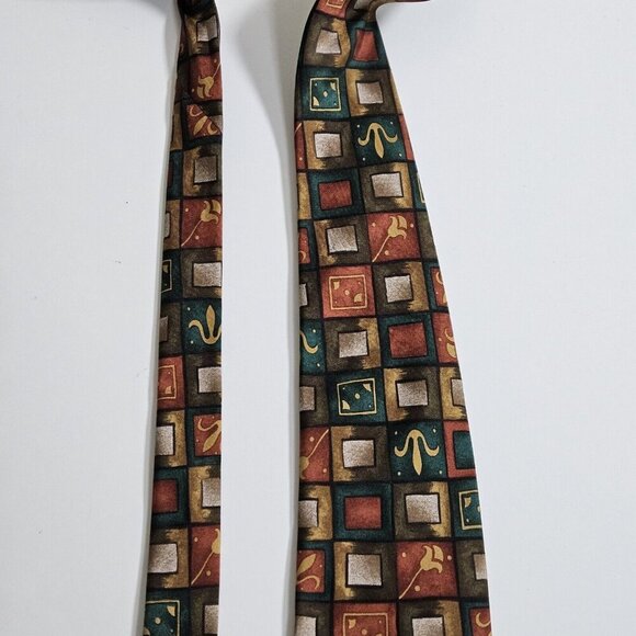 Giorgio Armani Silk Tie Handmade Italy Multicolor Geo Floral W4" L59" Boho Party - Picture 8 of 16